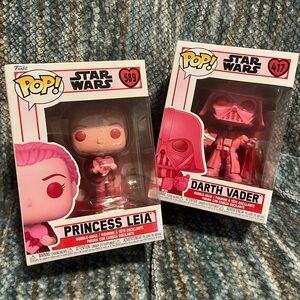 Funko Pop Star Wars Valentine Princess Leia and Darth Vader Figures